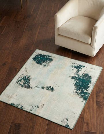 3' 6 x 4' 5 Hand Knotted Ultra Vintage Persian Wool Square Rug