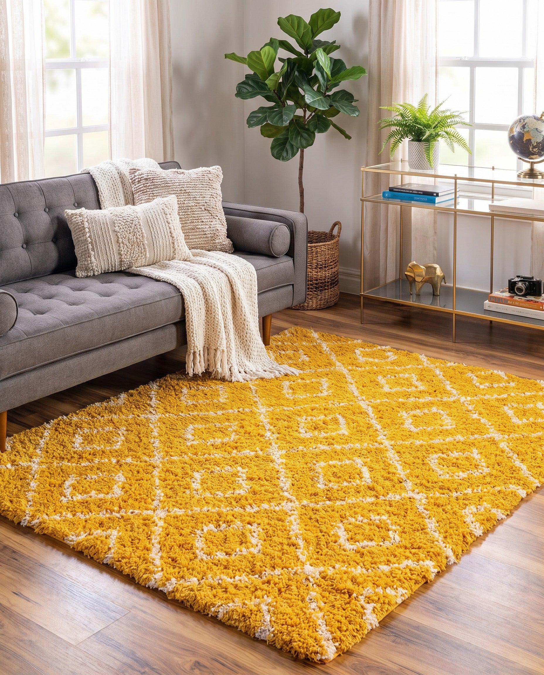 5' 3 x 5' 3 Lattice Shag Square Rug