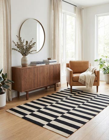 3' 4 x 4' 10 Hand Woven Kilim Modern Wool Rug