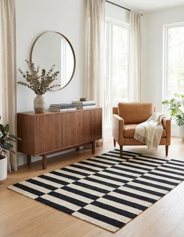 3' 4 x 4' 10 Hand Woven Kilim Modern Wool Rug