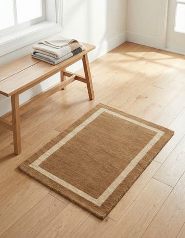 Latte Brown Jill Zarin Border Wool Rug