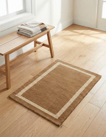 Latte Brown Jill Zarin Border Wool Rug
