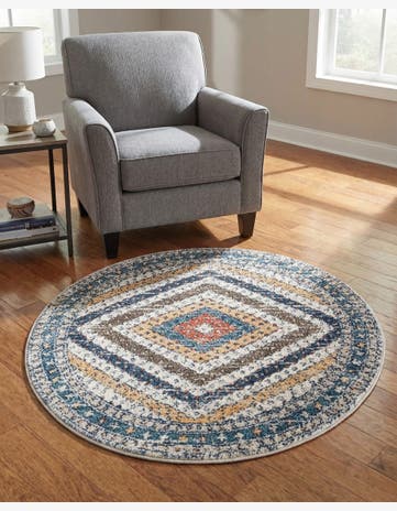 Blue Aramis Round Rug