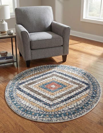 Blue Aramis Round Rug