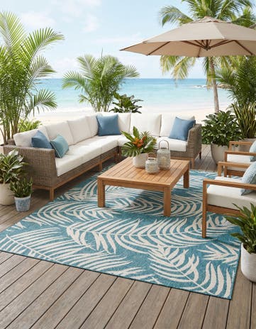 7' 10 x 10' Easy-Clean Botanical Indoor / Outdoor Rug