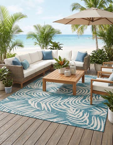 7' 10 x 10' Easy-Clean Botanical Indoor / Outdoor Rug