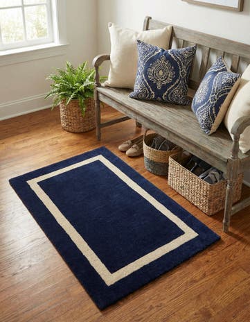 Cobalt Blue Jill Zarin Border Wool Rug