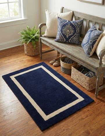 Cobalt Blue Jill Zarin Border Wool Rug
