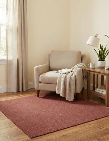 Rust Red Everyday Solid Square Rug