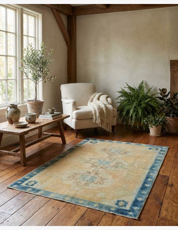 3' 4 x 5' 1 Hand Knotted Oushak Wool Rug