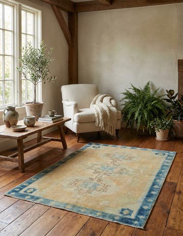 3' 4 x 5' 1 Hand Knotted Oushak Wool Rug