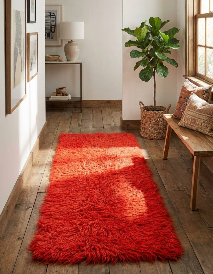 Detail image of 1' 7 x 4' 2 Hand Knotted Moroccan Wool Runner Rug