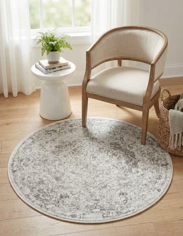 Gray Oxford Round Rug