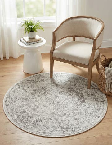 Gray Oxford Round Rug