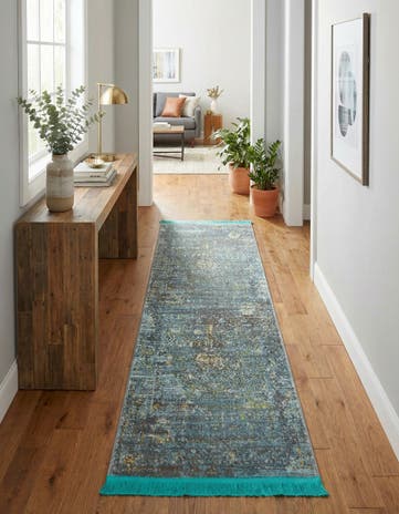 Turquoise Santiago Runner Rug