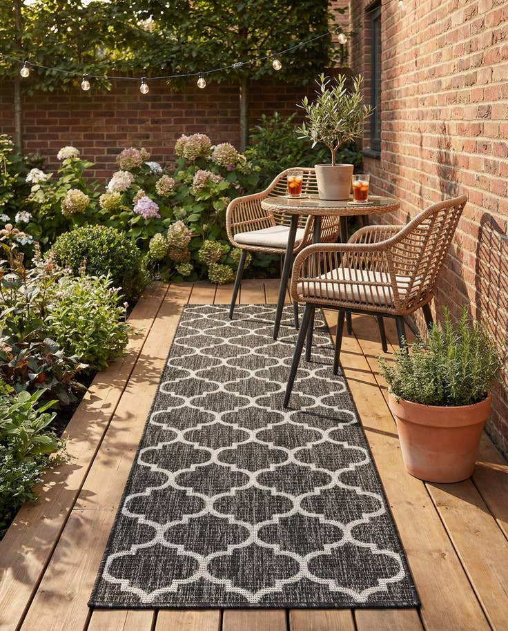 Detail image of 2' x 6' Easy-Clean Lattice Indoor / Outdoor Runner Rug