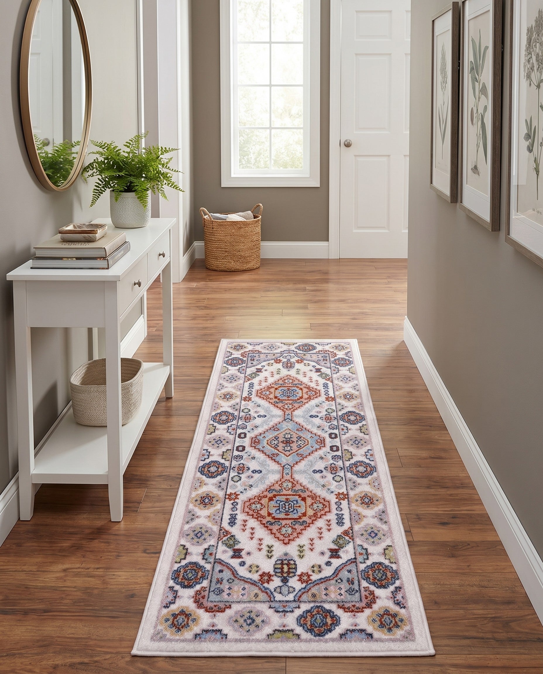 Ivory Kamala Washable Runner Rug