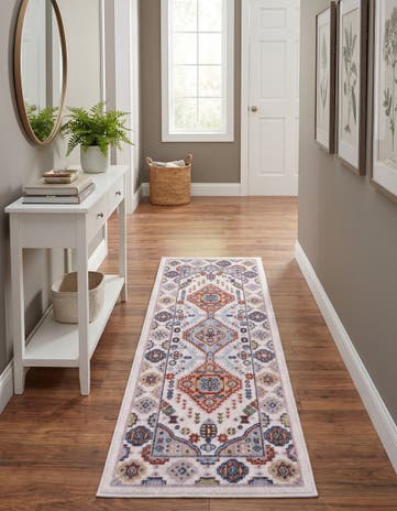 Ivory Kamala Washable Runner Rug