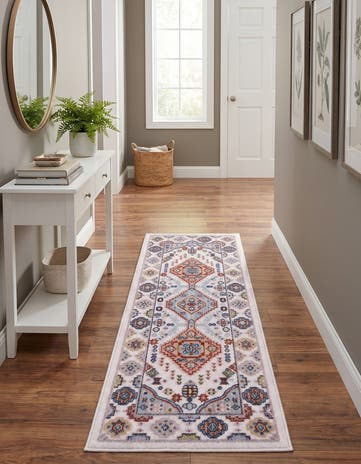 Ivory Kamala Washable Runner Rug