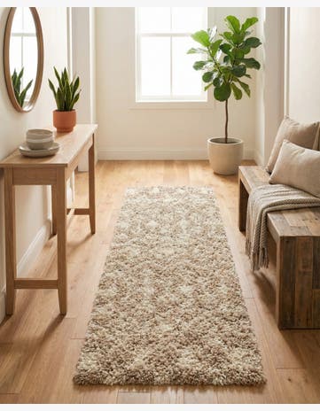 Light Brown Moroccan Trellis Shag Runner Rug
