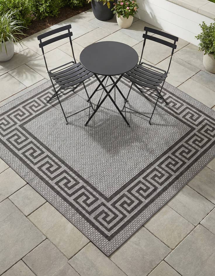 Detail image of 6' x 6' Easy-Clean Border Indoor / Outdoor Square Rug