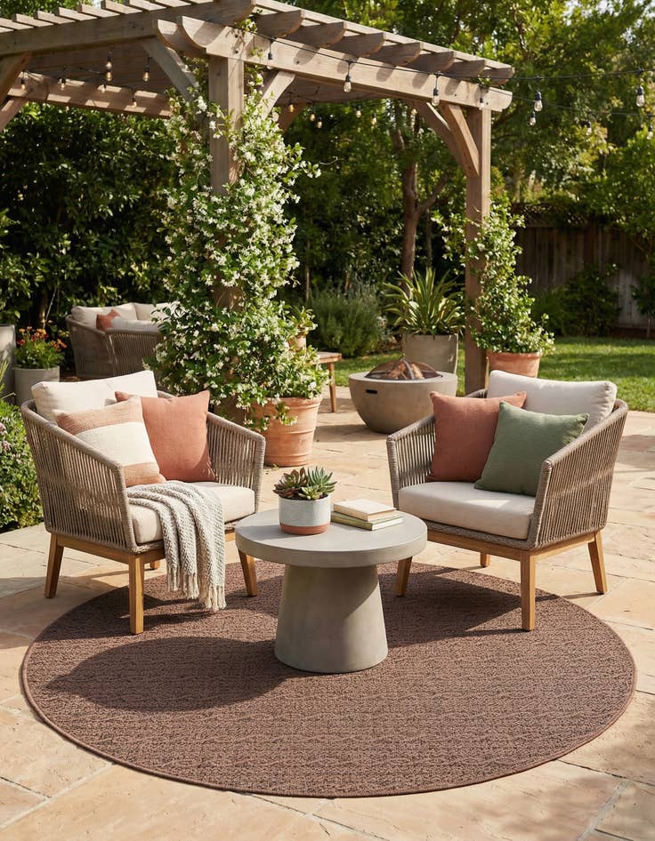 Detail image of 6' x 6' Washable Modern Indoor / Outdoor Round Rug