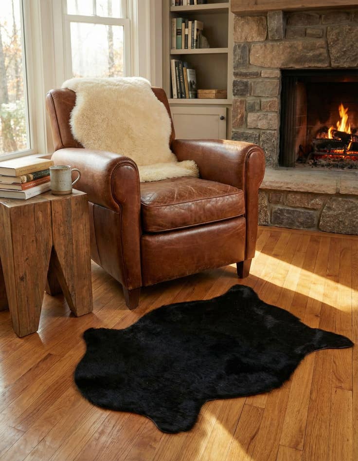 Detail image of 1' 8 x 2' 6 Cowhide Leather Rug