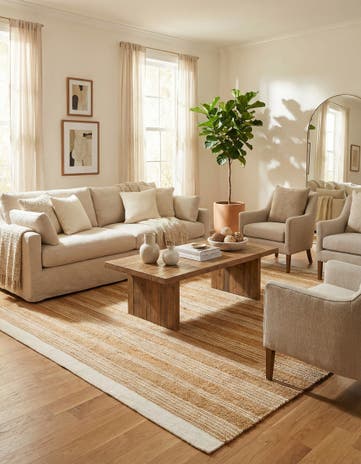 Natural Hand Woven Lariat Square Rug