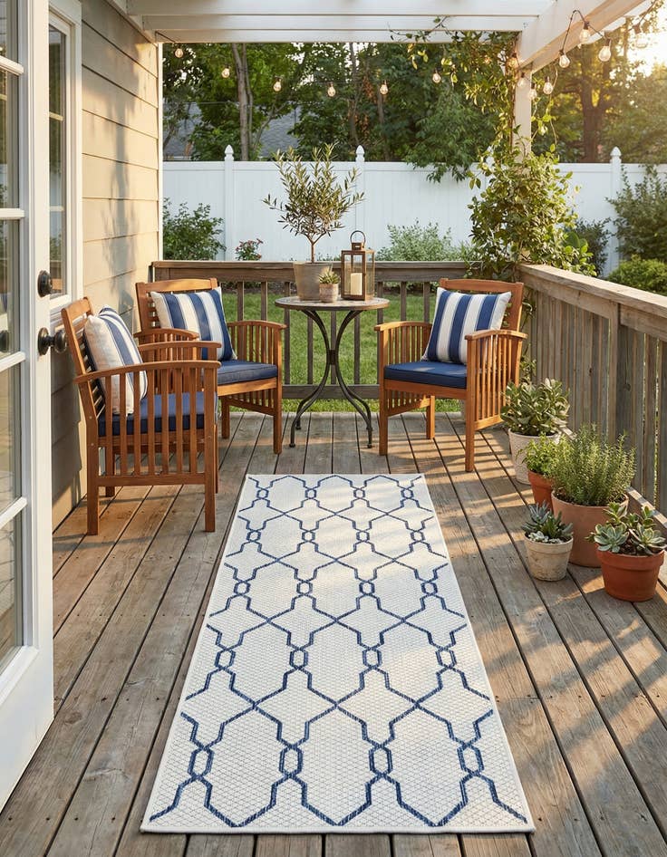 Detail image of 2' x 6' Washable Lattice Indoor / Outdoor Runner Rug
