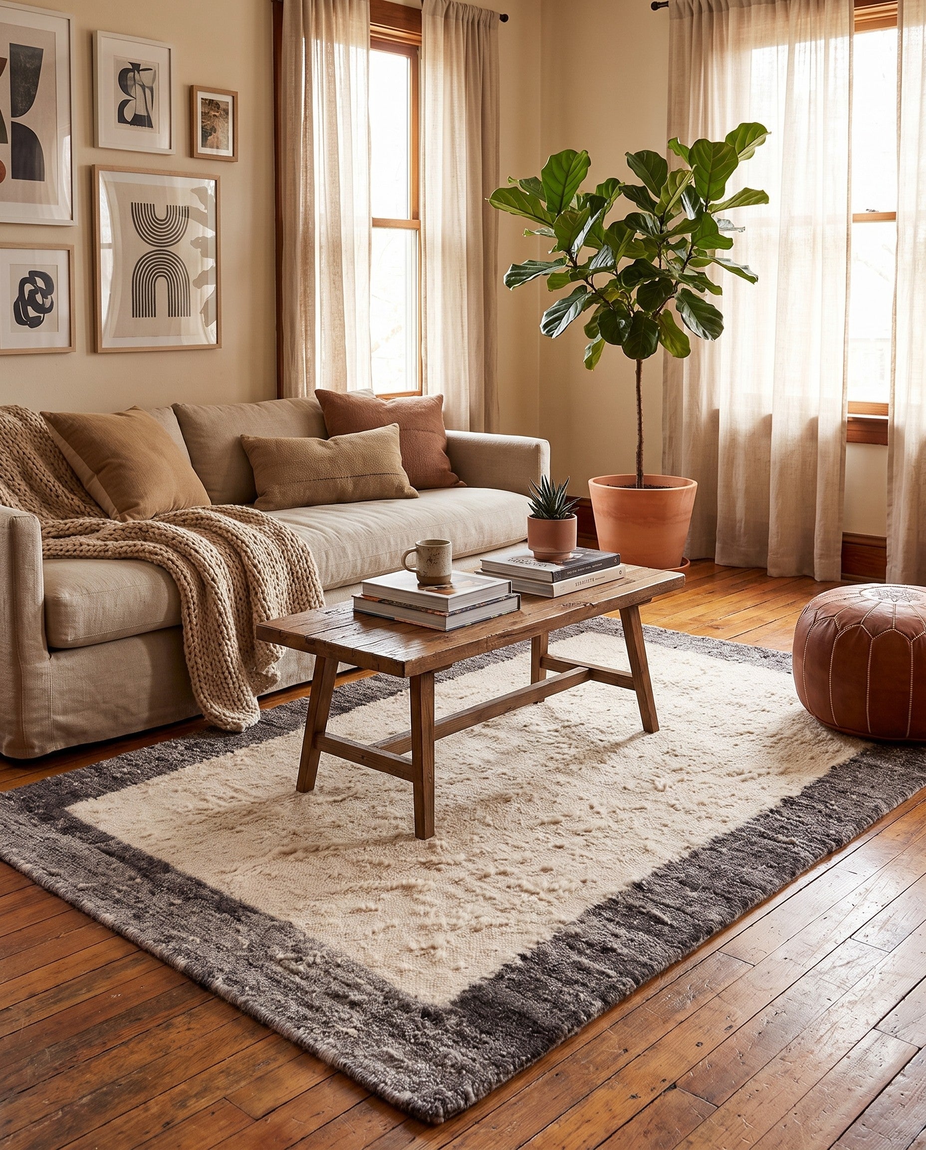 4' 2 x 5' 9 Hand Knotted Moroccan Wool Rug