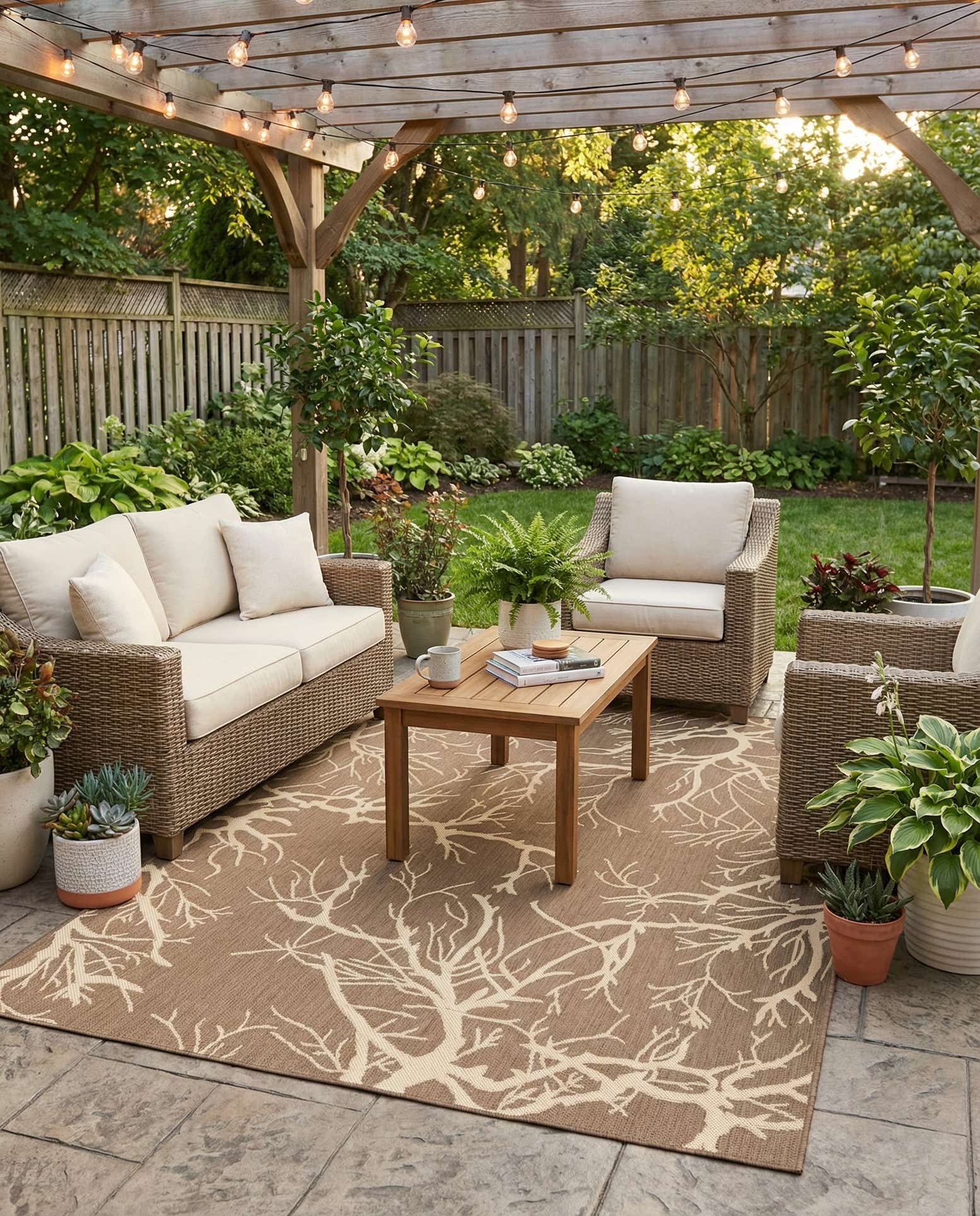 5' x 8' Easy-Clean Botanical Indoor / Outdoor Rug