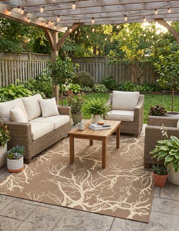 5' x 8' Easy-Clean Botanical Indoor / Outdoor Rug
