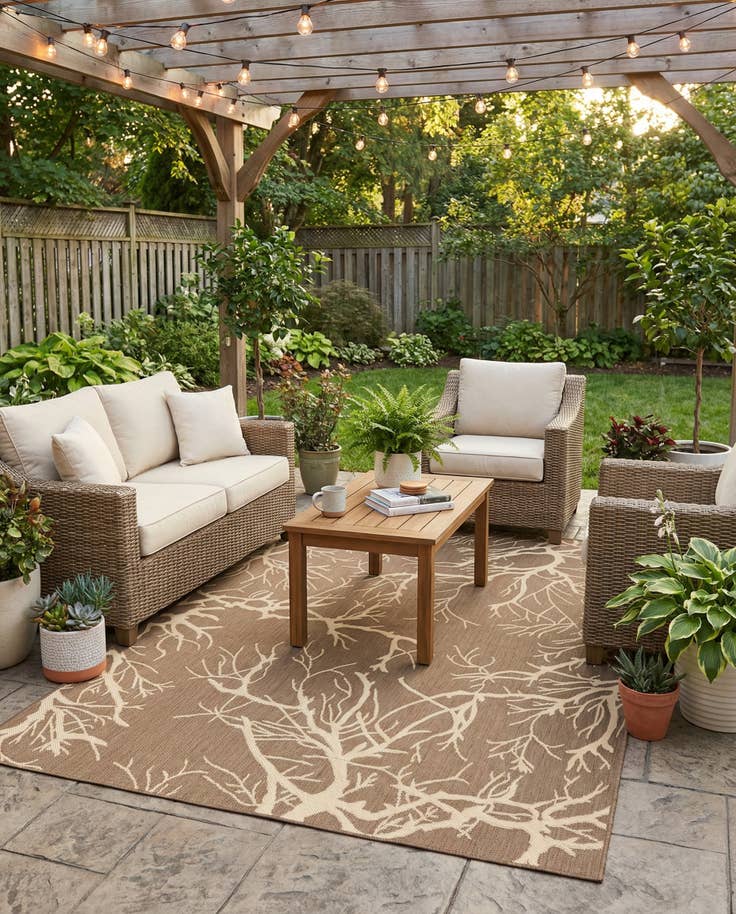 Detail image of 5' x 8' Easy-Clean Botanical Indoor / Outdoor Rug