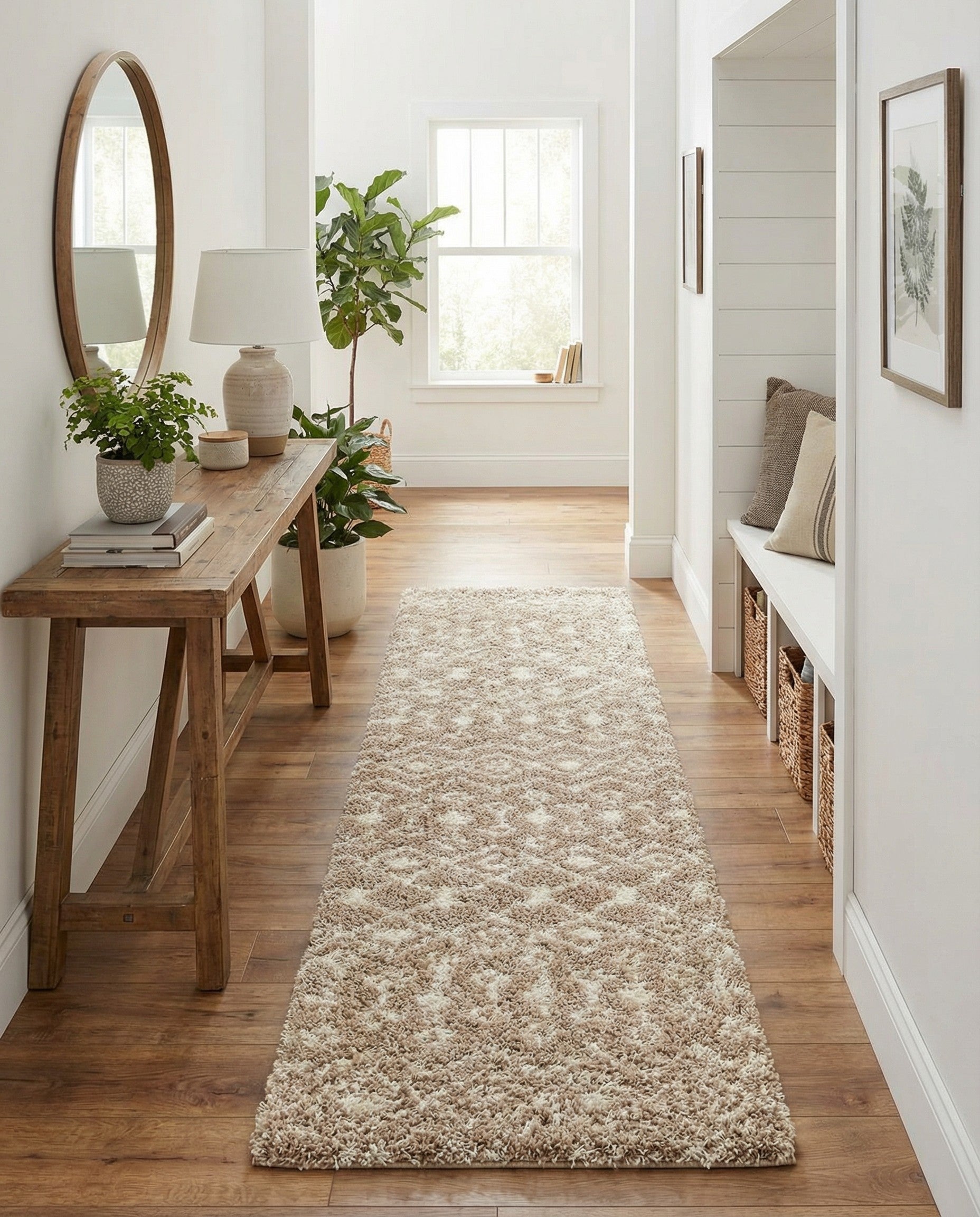 2' 7 x 10' Moroccan Trellis Shag Runner Rug
