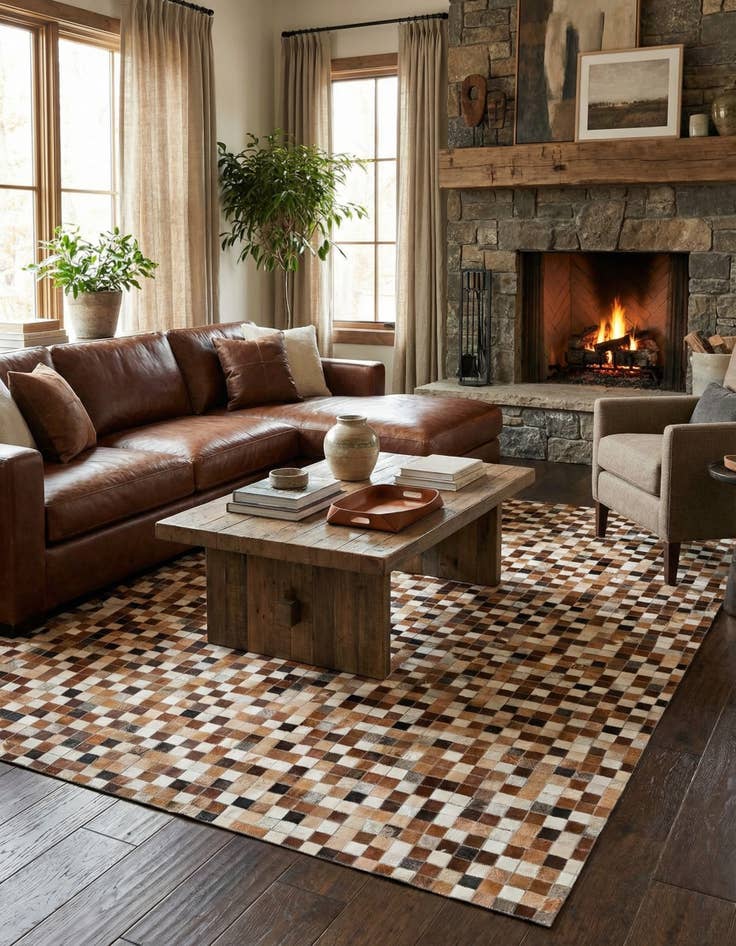 Detail image of 5' 1 x 7' 11 Cowhide Stocks Rug