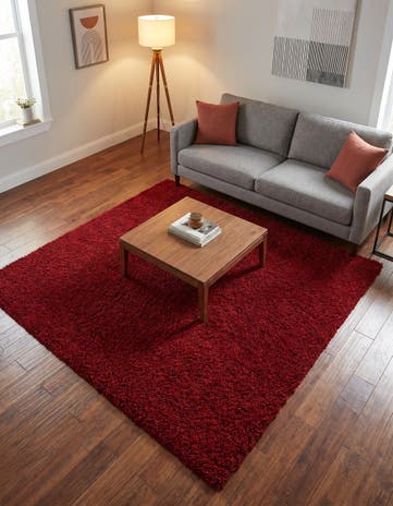 Cherry Red Everyday Shag Square Rug