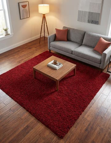Cherry Red Everyday Shag Square Rug