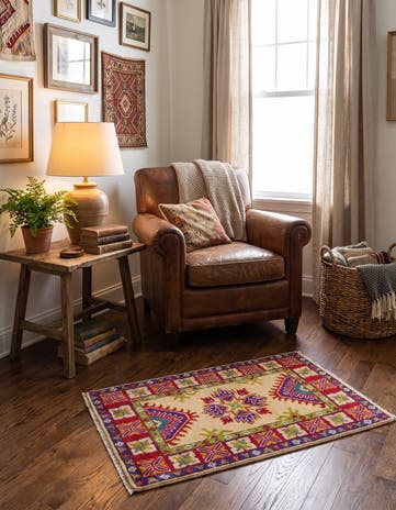 2' x 3' 1 Hand Knotted Kazak Rug