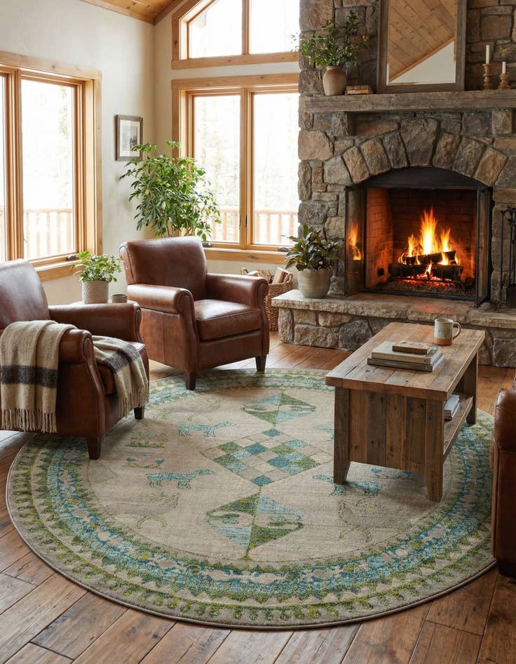Detail image of 8' x 8' Washable Mesa Round Rug
