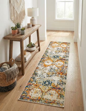 Beige Washable El Paso Runner Rug