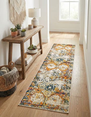 Beige Washable El Paso Runner Rug