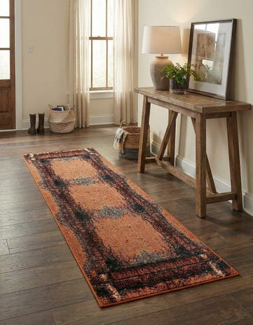 Orange Washable Hyacinth Runner Rug