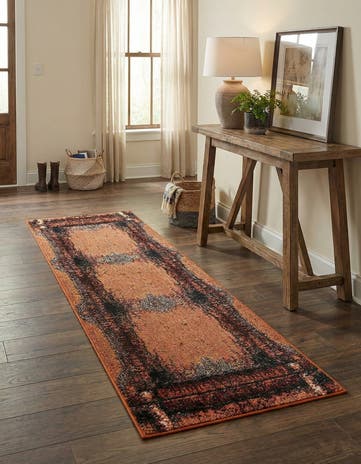Orange Washable Hyacinth Runner Rug