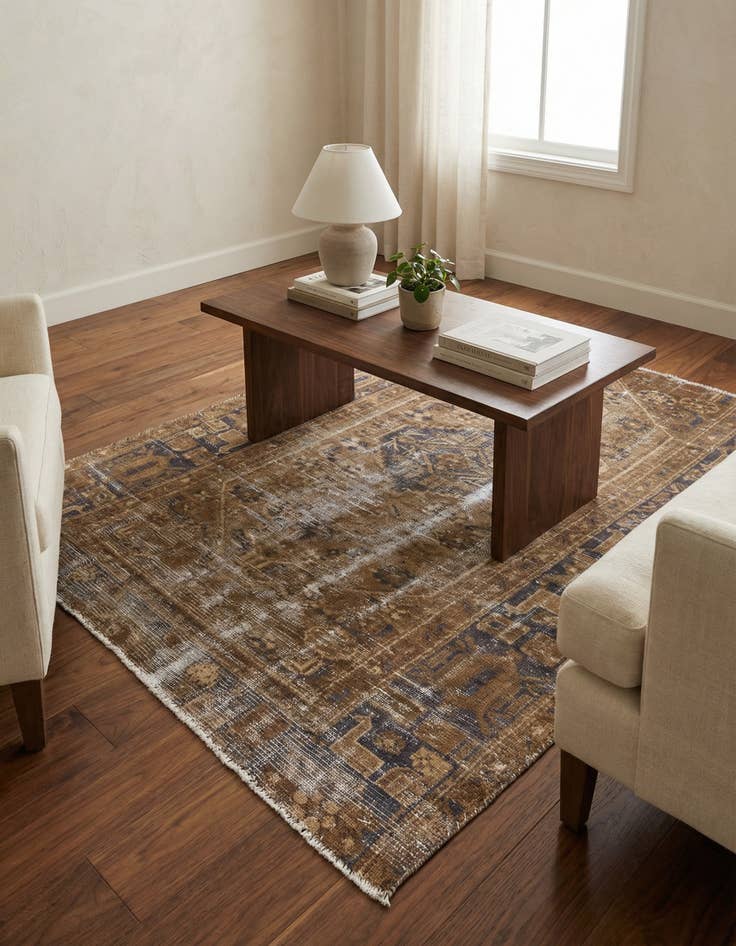 Detail image of 4' 2 x 5' 6 Hand Knotted Ultra Vintage Persian Wool Rug