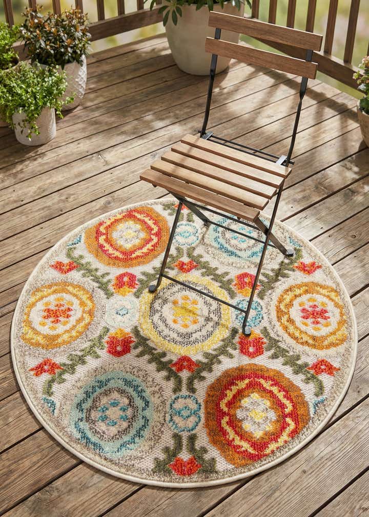 3' x 3' Easy-Clean Casablanca Indoor / Outdoor Round Rug
