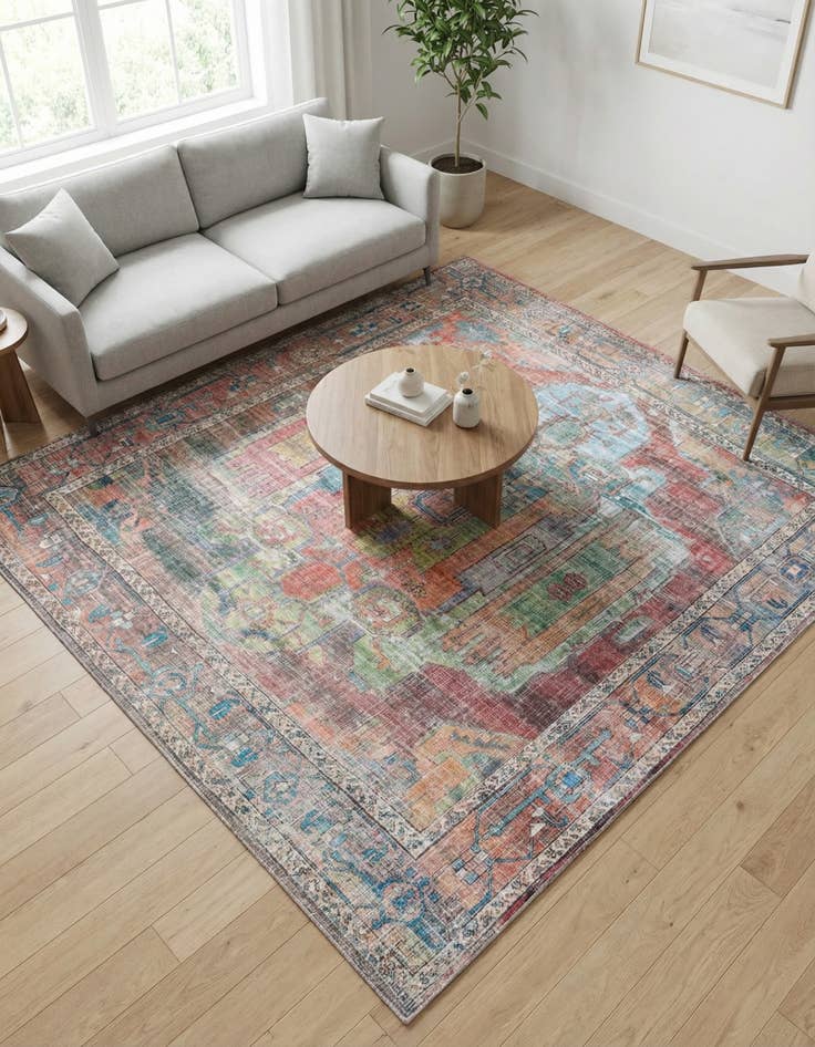 Detail image of 7' 10 x 7' 10 Washable Maahru Square Rug