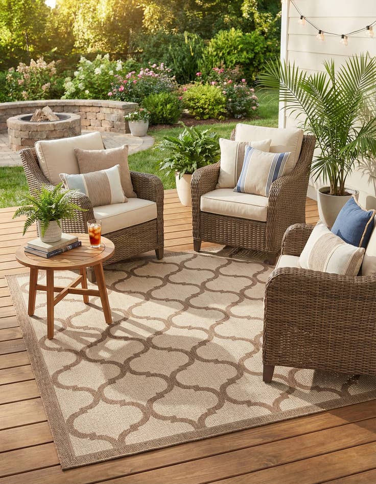 Detail image of 6' x 6' Easy-Clean Trellis Indoor / Outdoor Square Rug