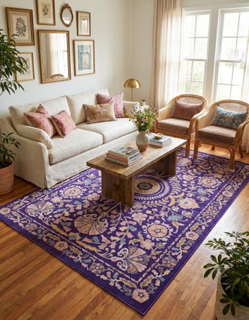 Navy Blue Blossom Rug