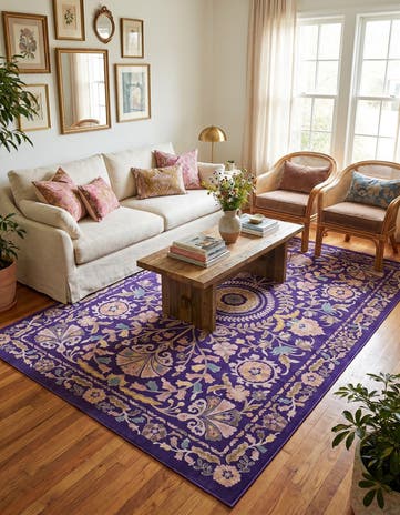 Navy Blue Blossom Rug
