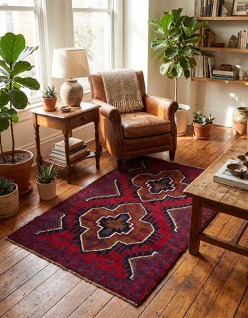 3' x 4' 7 Hand Knotted Balouch Persian Wool Rug